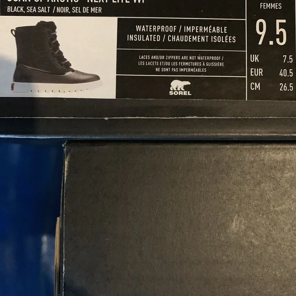 Sorel Joan of Arctic‎ Next Lite Boots Women's 9.5 Black Sea Salt Waterproof